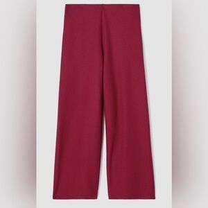 Eileen Fisher Boiled Wool Jersey Wide Leg Pant 2X Red Burgundy Ankle NWOT